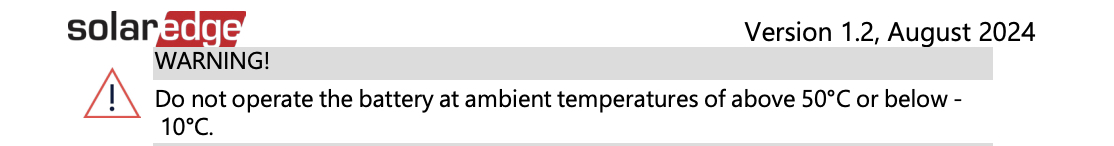 SolarEdge Battery Operational Instructions